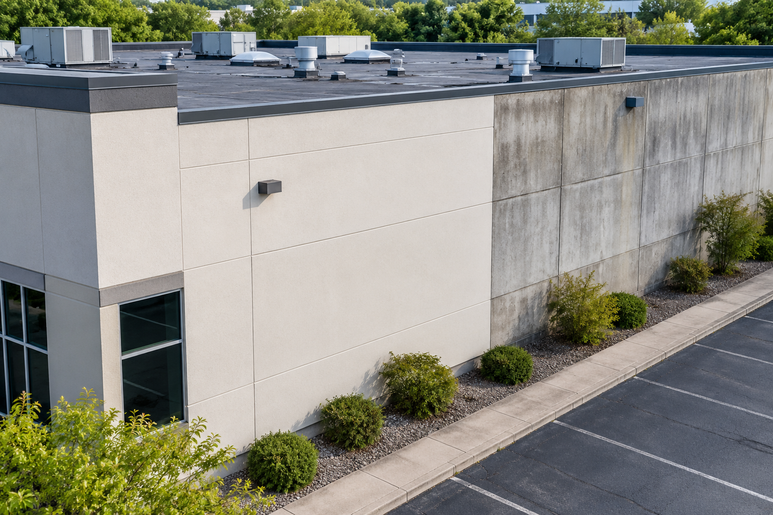 Illustrative aerial view for before-and-after repair photography