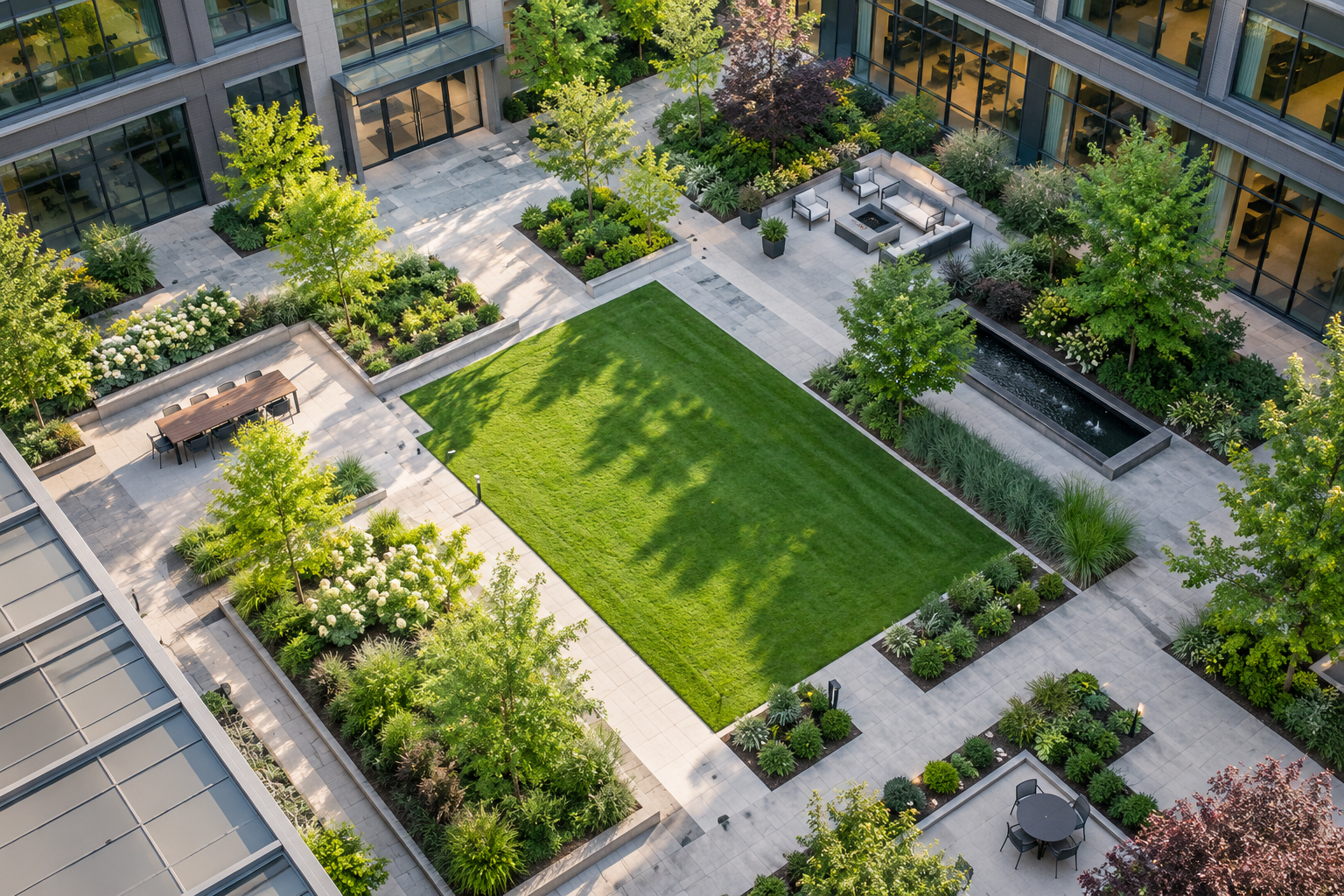 Illustrative aerial view for courtyard photography