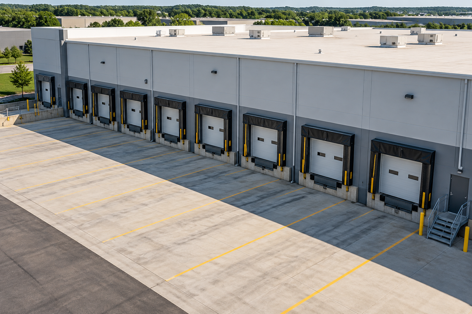 Illustrative aerial view for loading dock photography