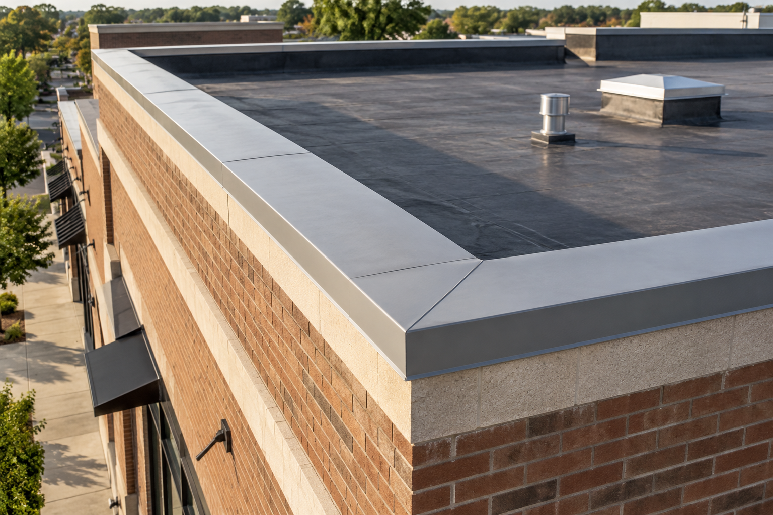 Illustrative aerial view for parapet wall photography