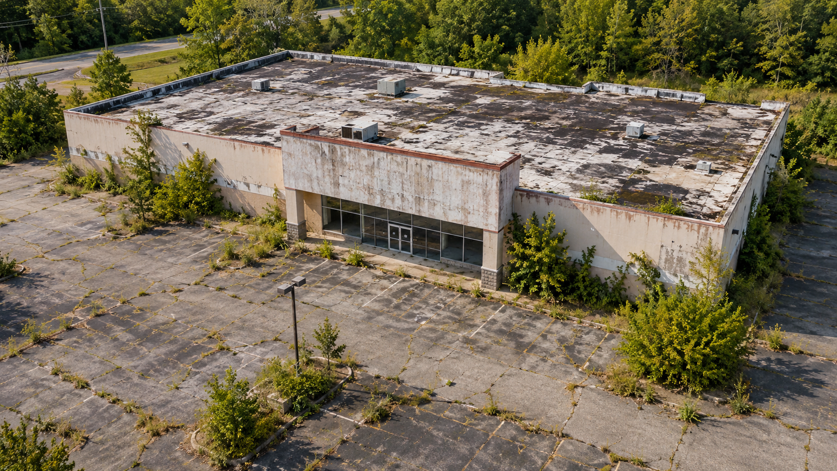 Illustrative aerial view for vacant property condition photography
